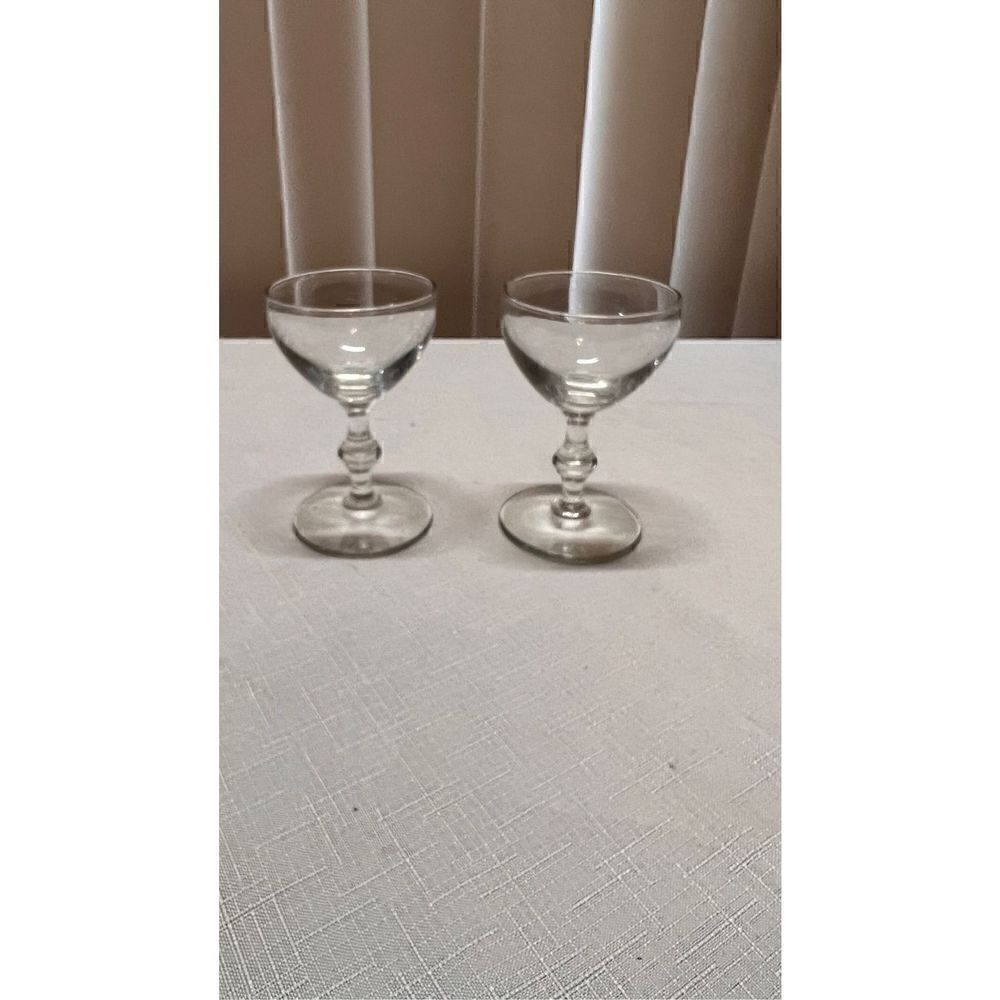 Vintage Champagne Coupes Crystal Platinum Rim Cocktail Glasses Set of 2